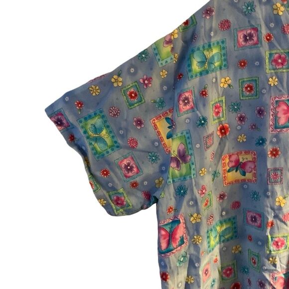 Pre Owned Women’s WS Fundamentally Cotton Scrub Scrubs Top Festive Sz Lg Work - Picture 9 of 10